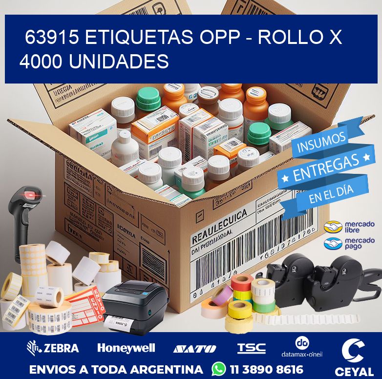 63915 ETIQUETAS OPP - ROLLO X 4000 UNIDADES