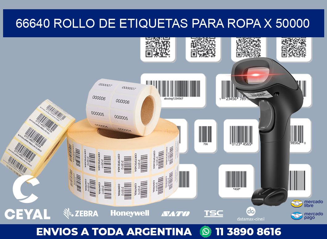 66640 ROLLO DE ETIQUETAS PARA ROPA X 50000