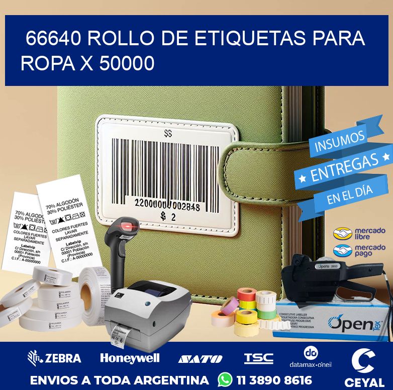 66640 ROLLO DE ETIQUETAS PARA ROPA X 50000