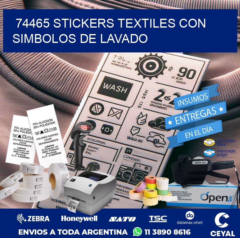 74465 STICKERS TEXTILES CON SIMBOLOS DE LAVADO