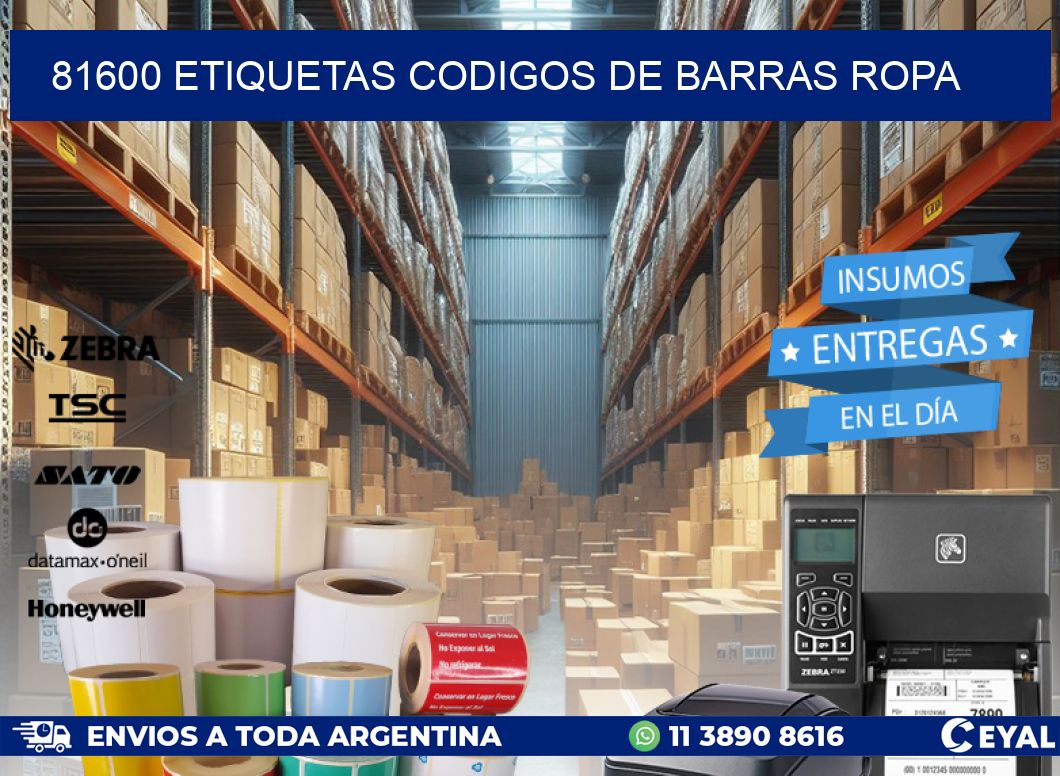 81600 ETIQUETAS CODIGOS DE BARRAS ROPA
