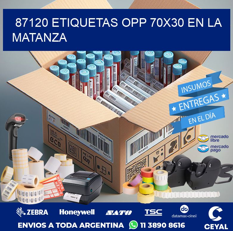 87120 ETIQUETAS OPP 70X30 EN LA MATANZA