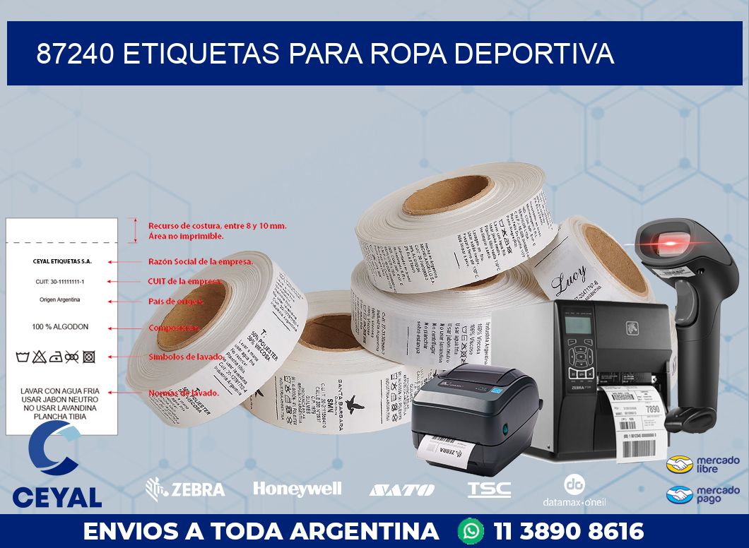 87240 ETIQUETAS PARA ROPA DEPORTIVA