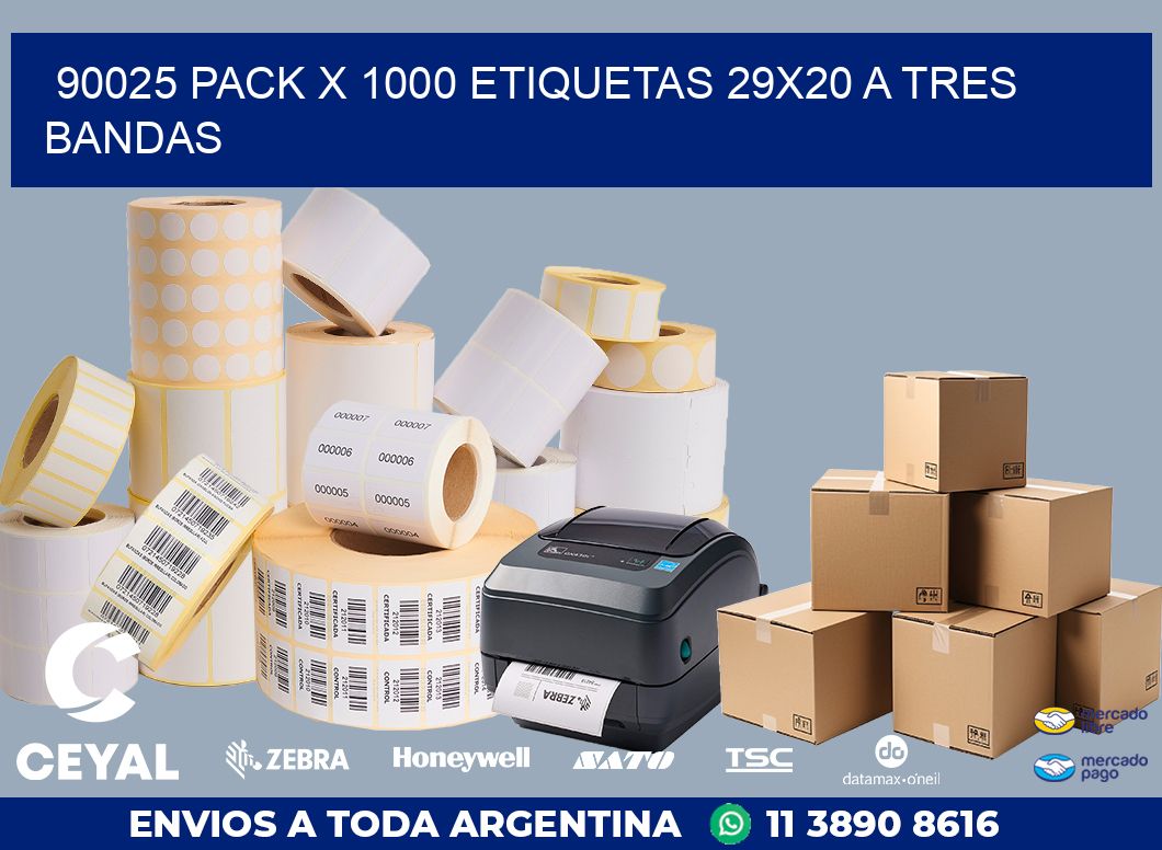 90025 PACK X 1000 ETIQUETAS 29X20 A TRES BANDAS