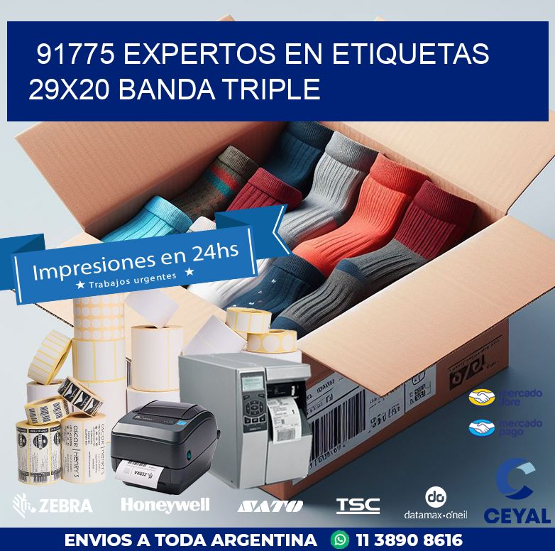 91775 EXPERTOS EN ETIQUETAS 29X20 BANDA TRIPLE