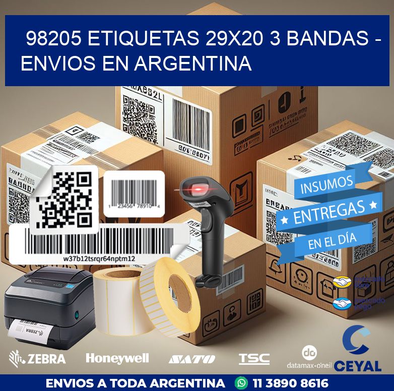 98205 ETIQUETAS 29X20 3 BANDAS - ENVIOS EN ARGENTINA