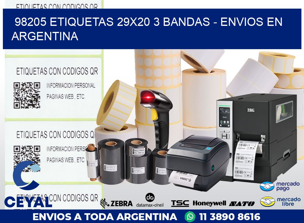 98205 ETIQUETAS 29X20 3 BANDAS – ENVIOS EN ARGENTINA
