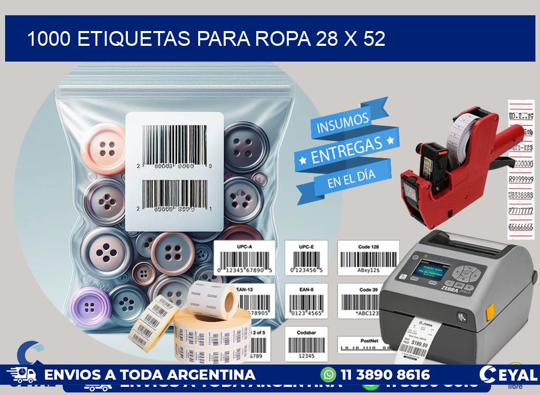 1000 ETIQUETAS PARA ROPA 28 x 52
