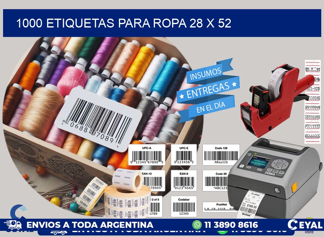 1000 ETIQUETAS PARA ROPA 28 x 52