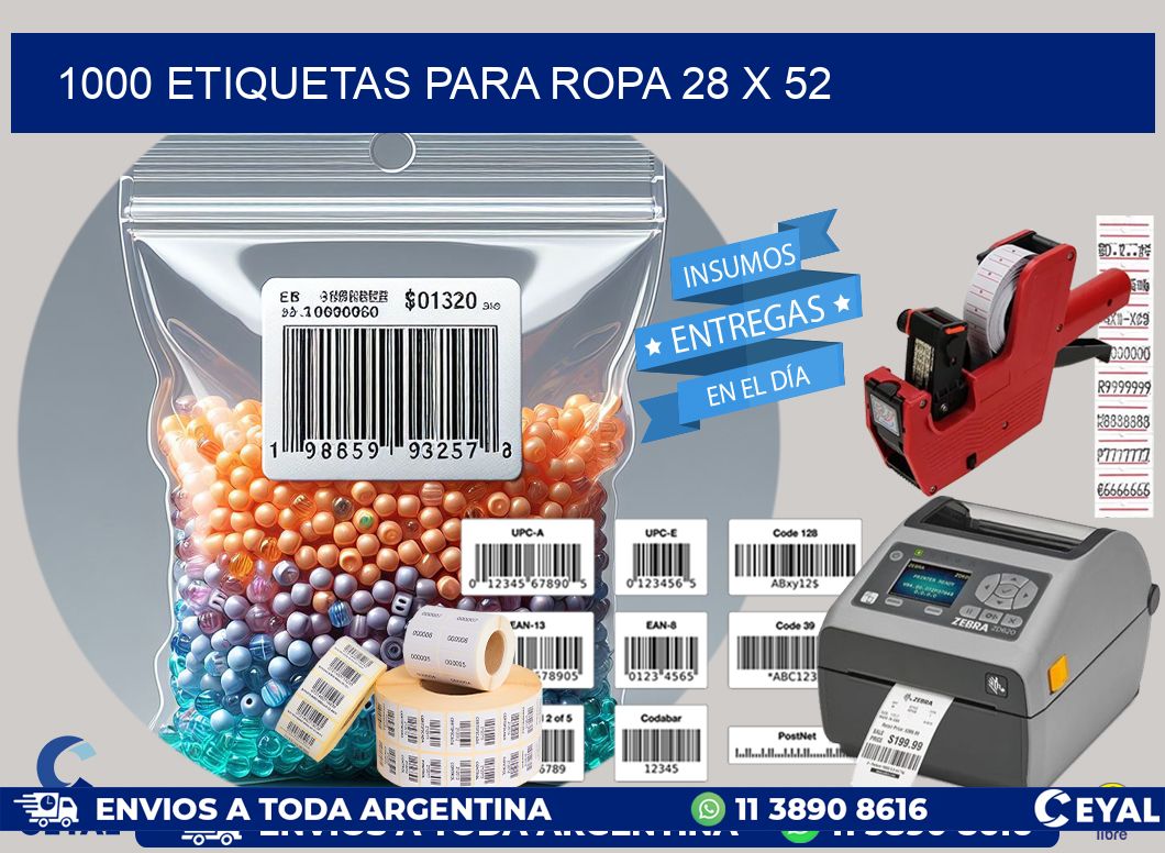1000 ETIQUETAS PARA ROPA 28 x 52