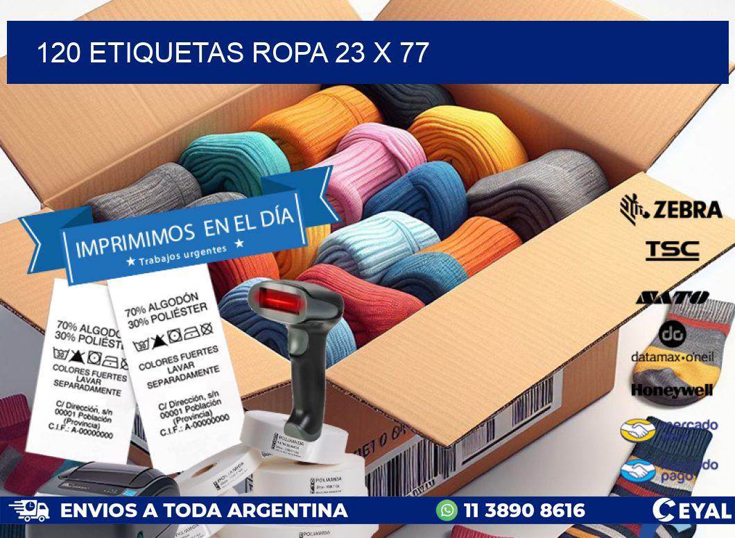 120 ETIQUETAS ROPA 23 x 77