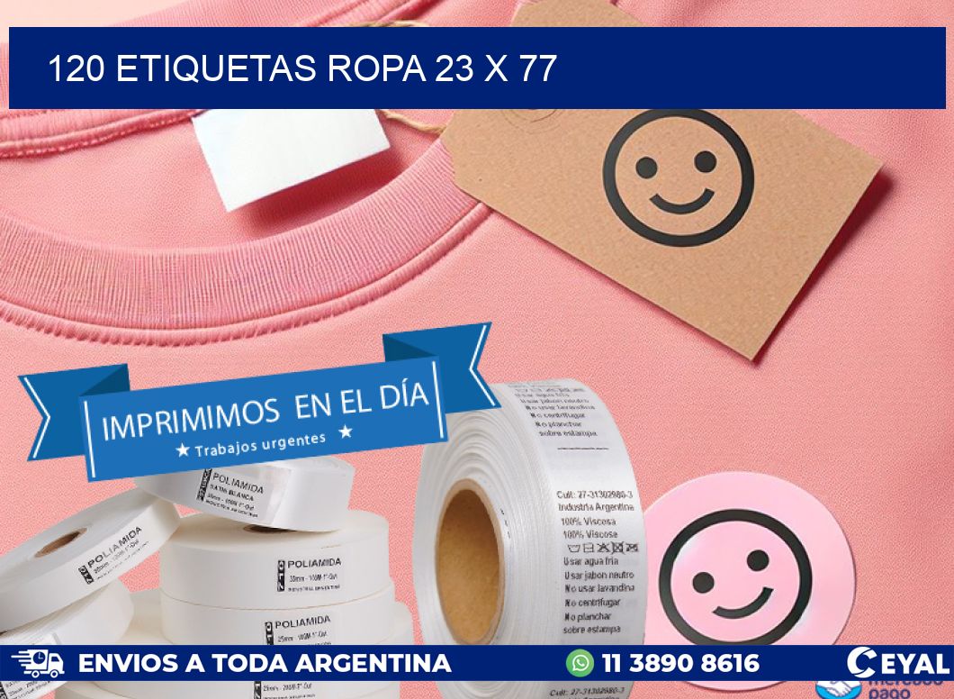 120 ETIQUETAS ROPA 23 x 77