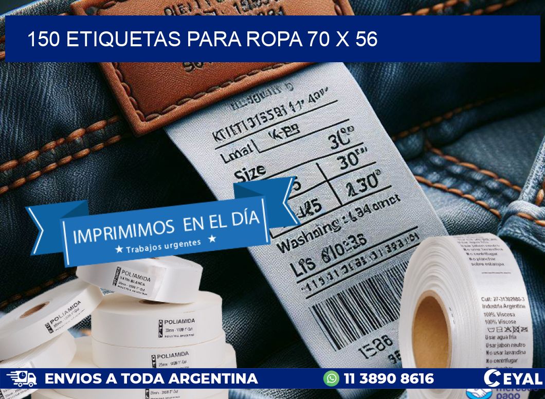 150 ETIQUETAS PARA ROPA 70 x 56