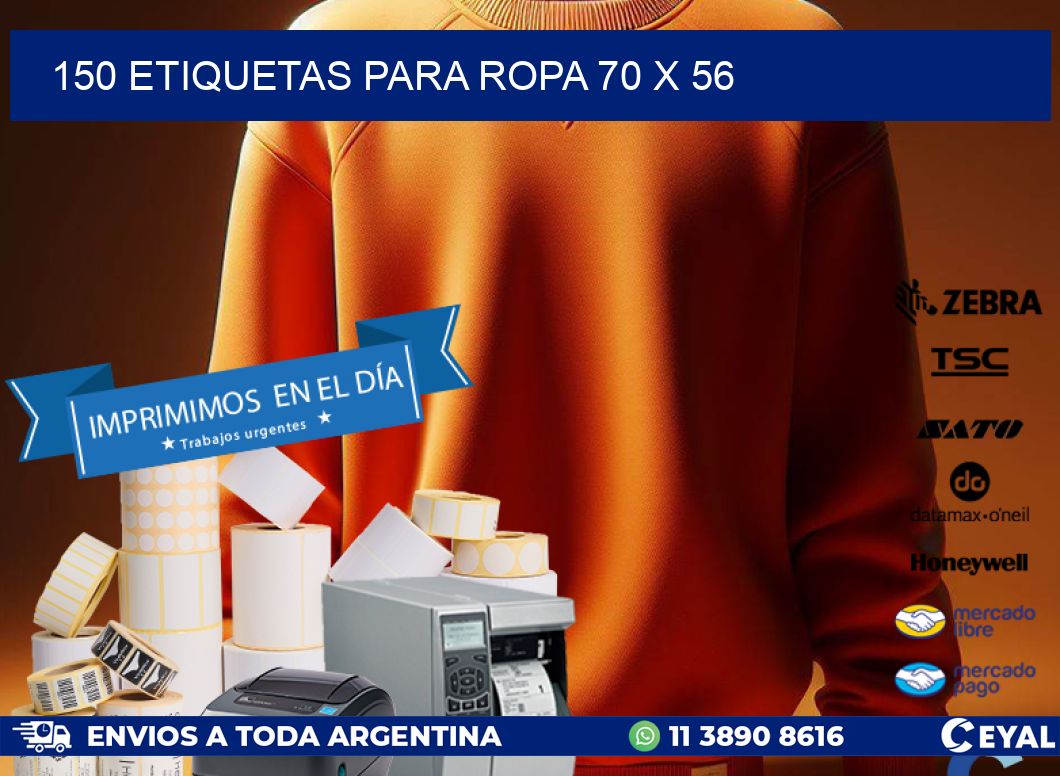 150 ETIQUETAS PARA ROPA 70 x 56
