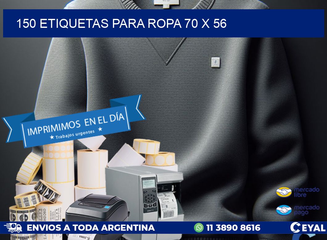 150 ETIQUETAS PARA ROPA 70 x 56