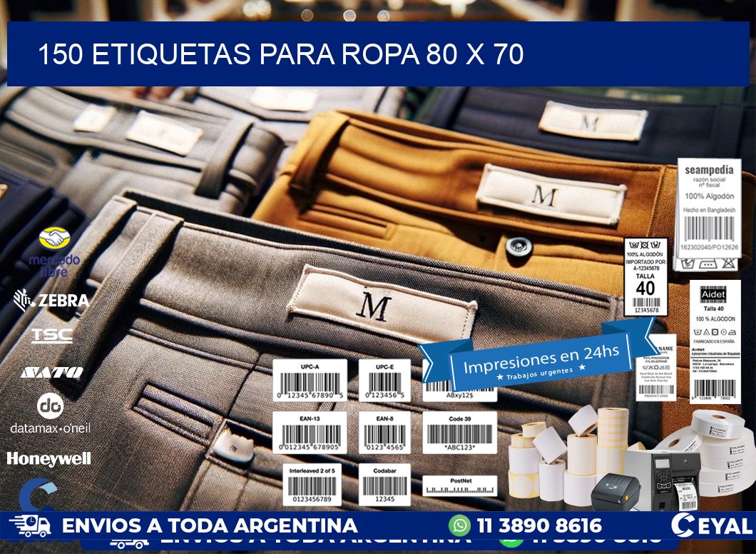 150 ETIQUETAS PARA ROPA 80 x 70