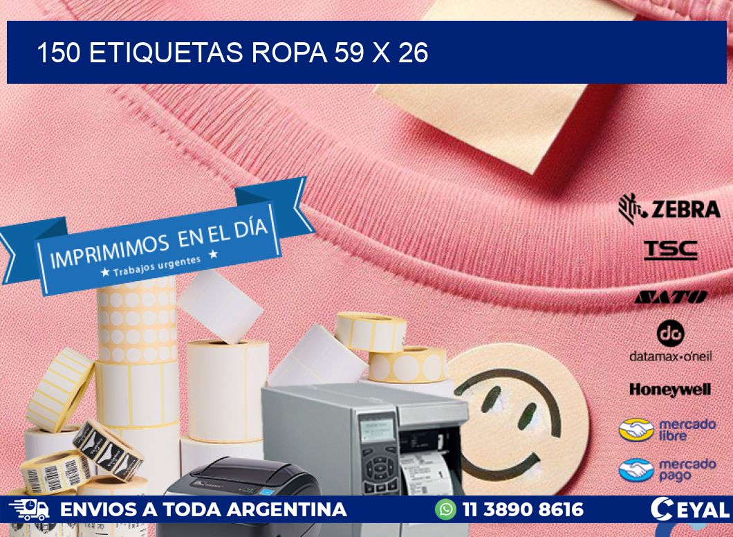 150 ETIQUETAS ROPA 59 x 26