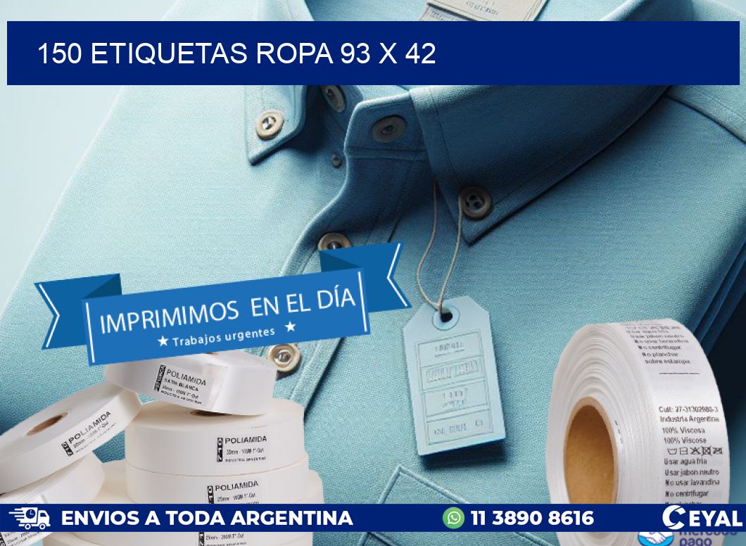 150 ETIQUETAS ROPA 93 x 42