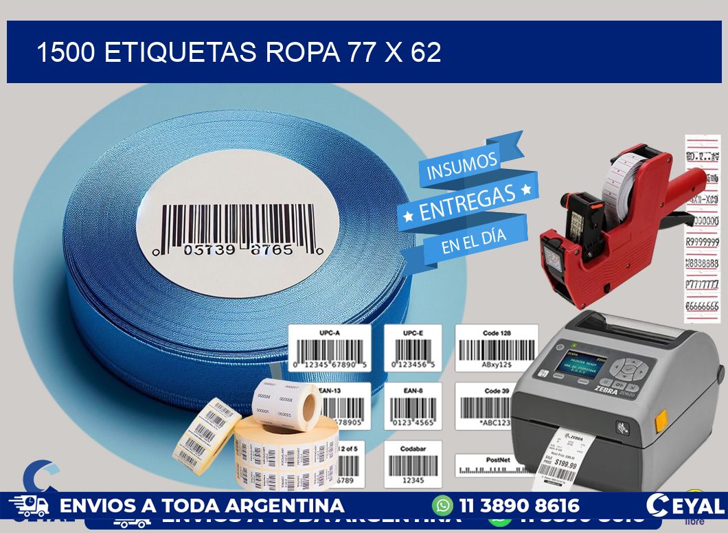 1500 ETIQUETAS ROPA 77 x 62