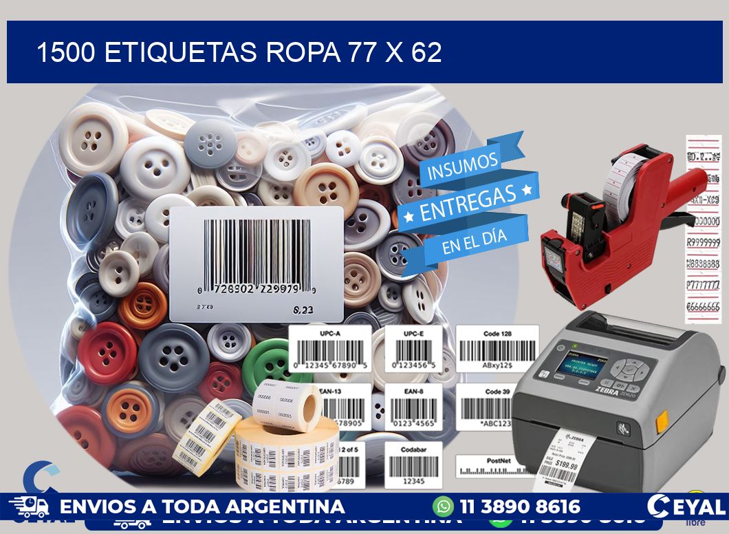1500 ETIQUETAS ROPA 77 x 62
