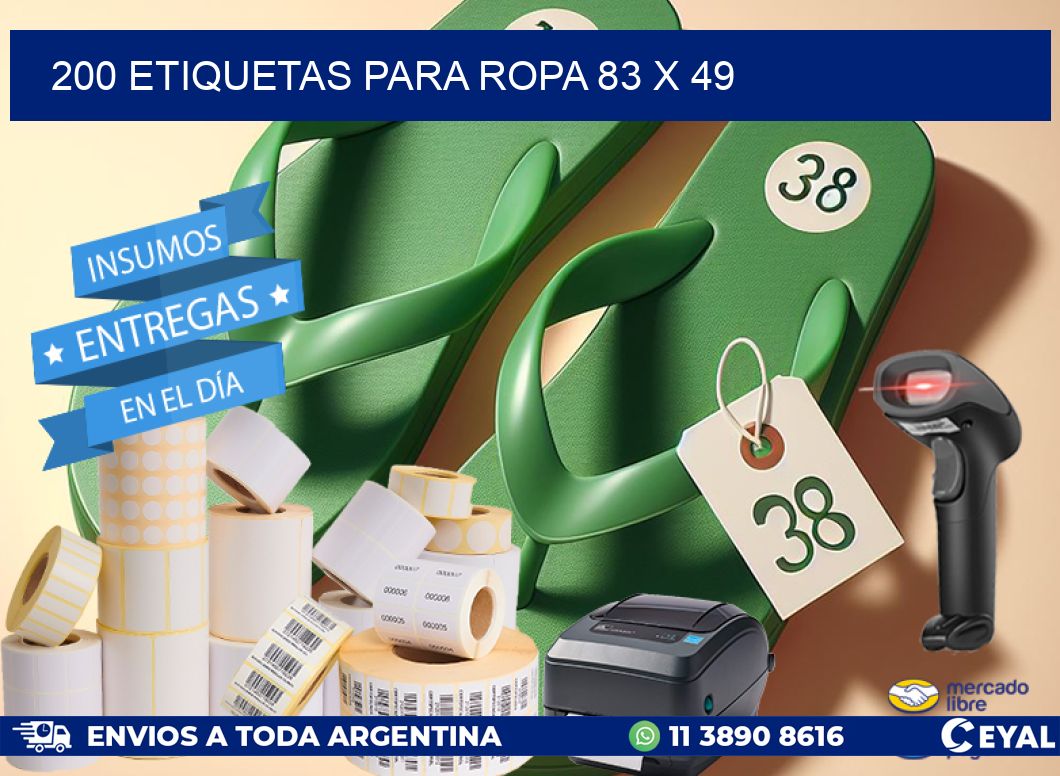 200 ETIQUETAS PARA ROPA 83 x 49