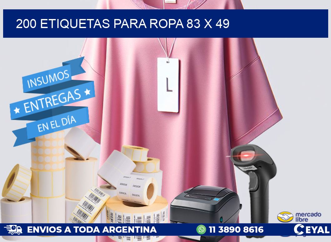 200 ETIQUETAS PARA ROPA 83 x 49