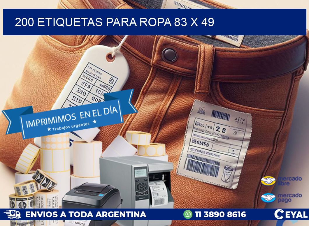 200 ETIQUETAS PARA ROPA 83 x 49