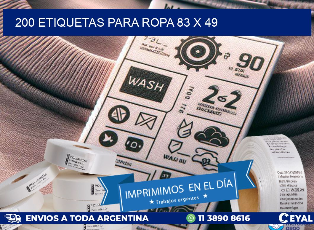 200 ETIQUETAS PARA ROPA 83 x 49