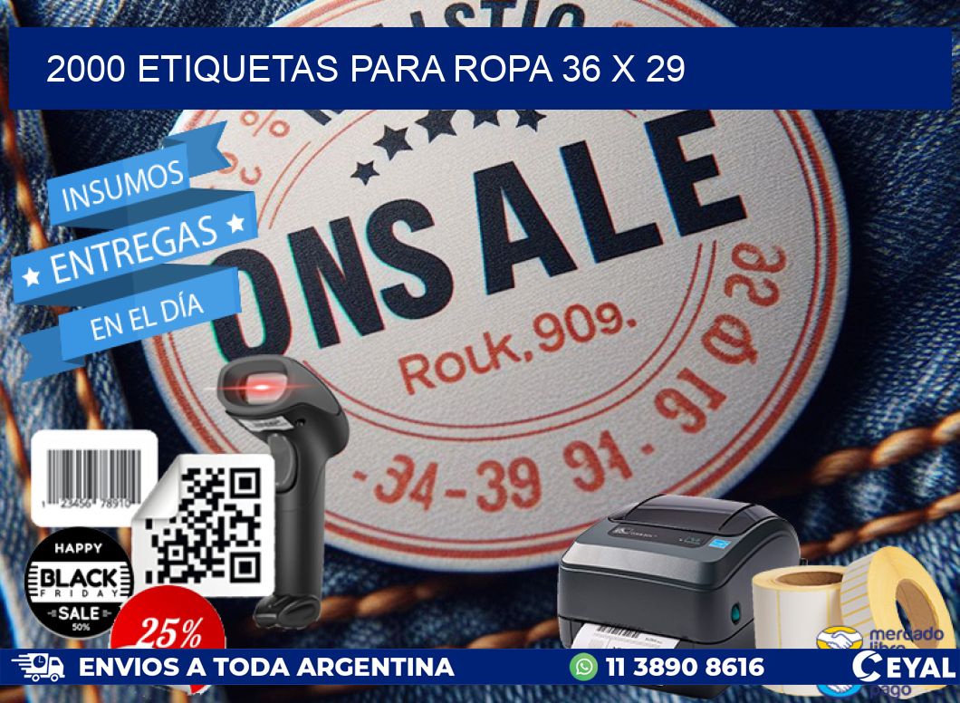 2000 ETIQUETAS PARA ROPA 36 x 29