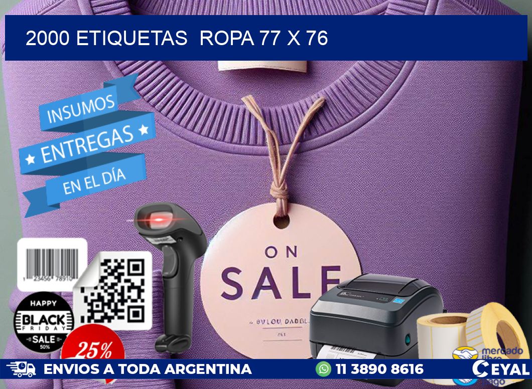 2000 ETIQUETAS  ROPA 77 x 76