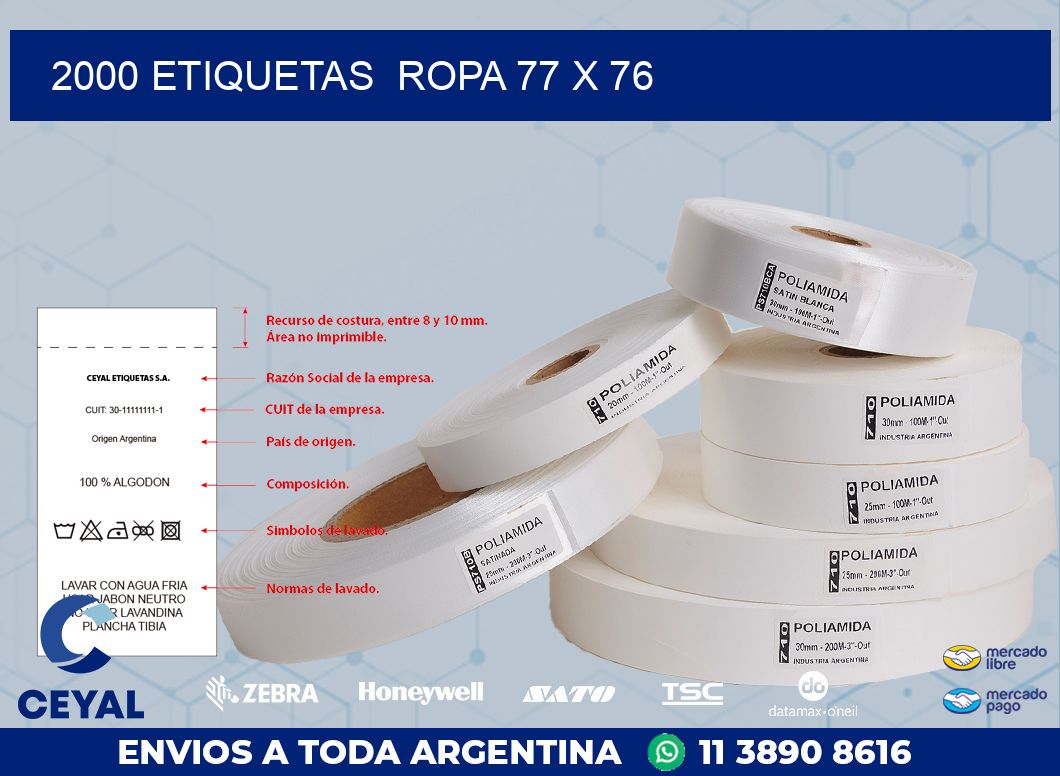 2000 ETIQUETAS  ROPA 77 x 76