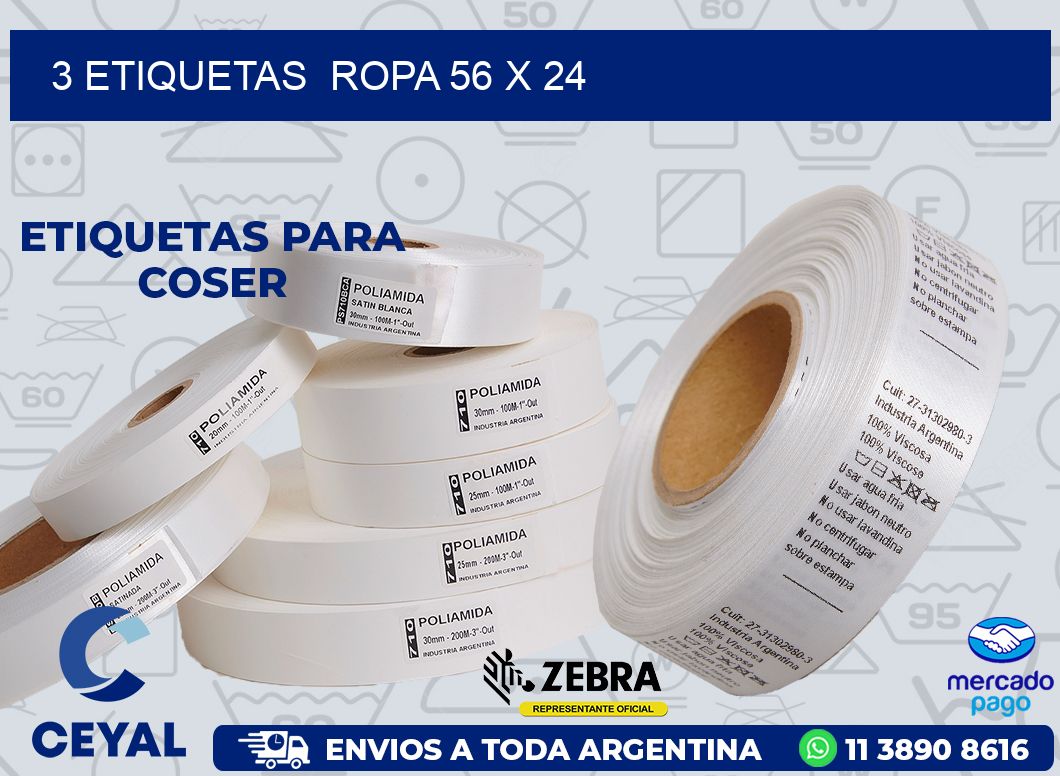 3 ETIQUETAS  ROPA 56 x 24