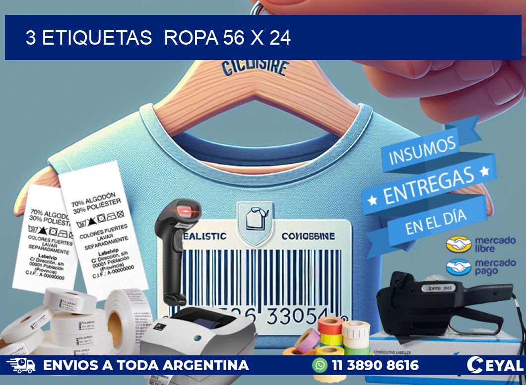 3 ETIQUETAS  ROPA 56 x 24