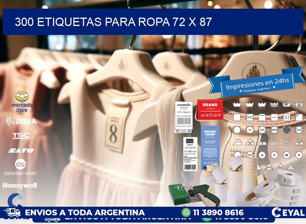 300 ETIQUETAS PARA ROPA 72 x 87