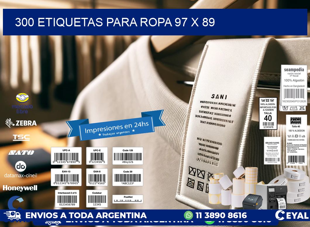 300 ETIQUETAS PARA ROPA 97 x 89