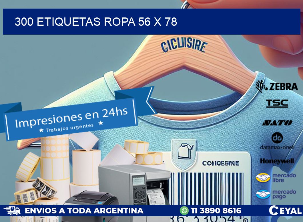 300 ETIQUETAS ROPA 56 x 78