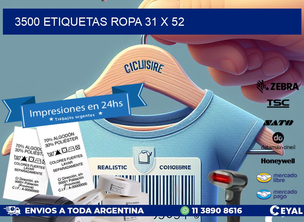3500 ETIQUETAS ROPA 31 x 52