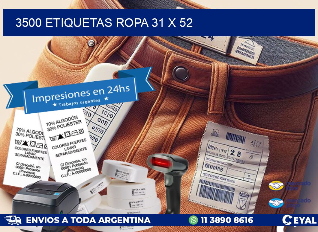 3500 ETIQUETAS ROPA 31 x 52