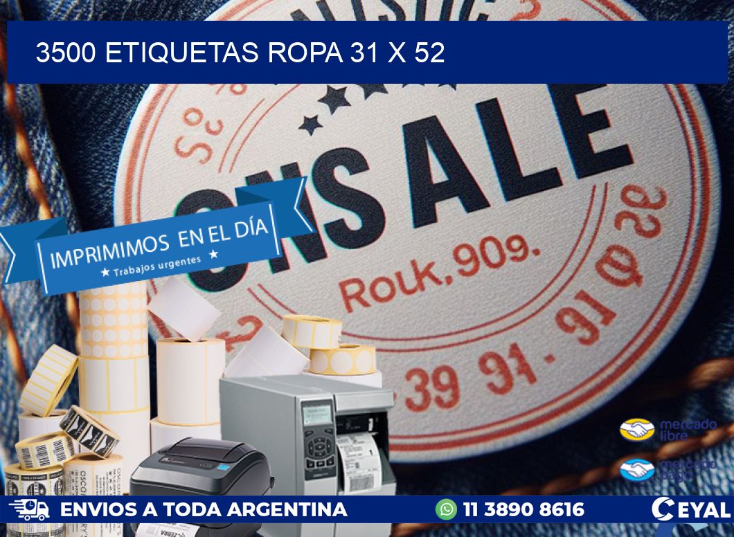 3500 ETIQUETAS ROPA 31 x 52