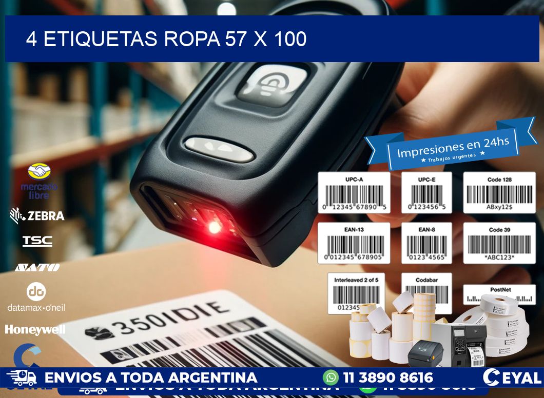 4 ETIQUETAS ROPA 57 x 100