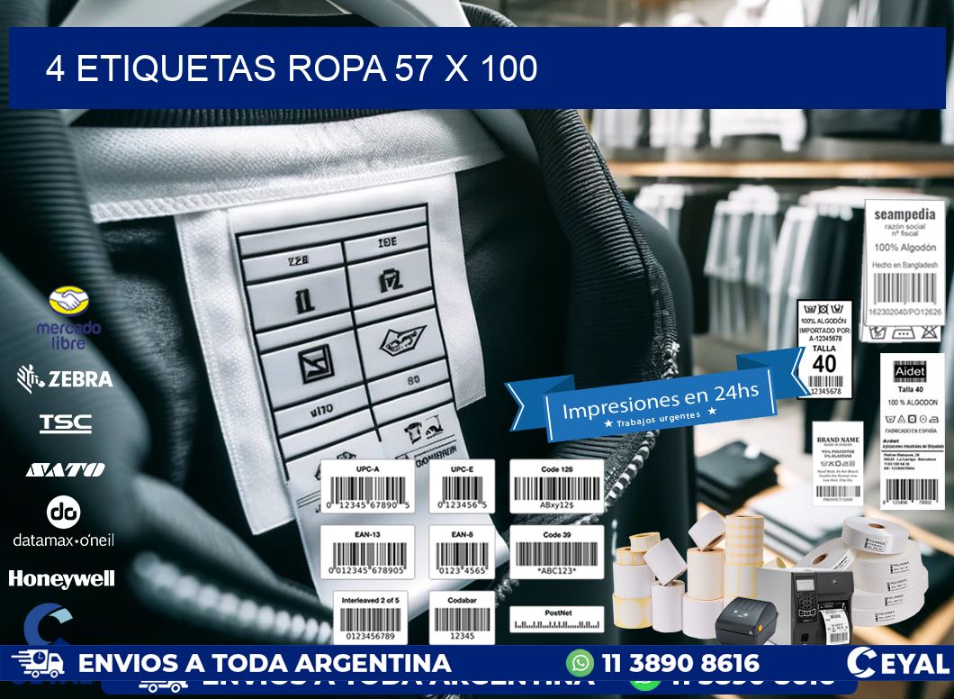 4 ETIQUETAS ROPA 57 x 100