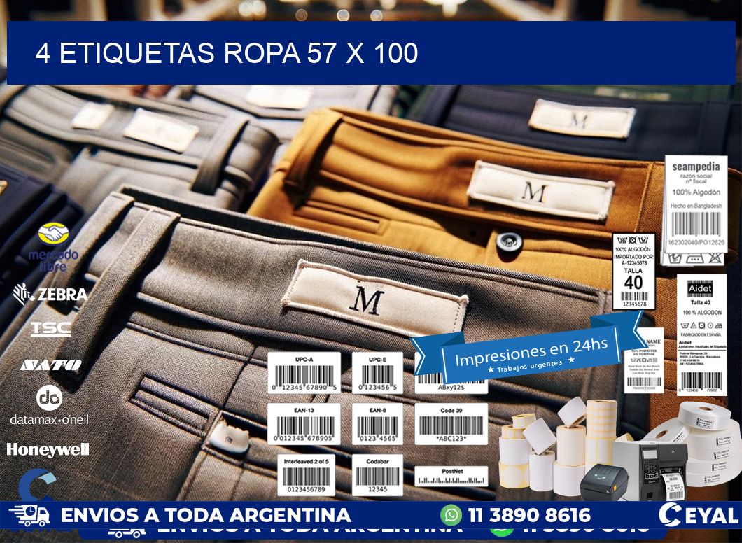 4 ETIQUETAS ROPA 57 x 100