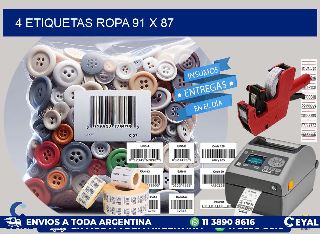 4 ETIQUETAS ROPA 91 x 87