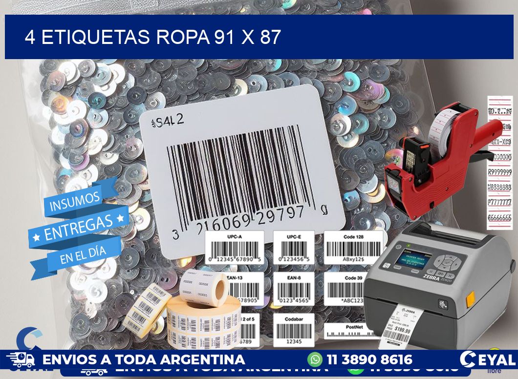 4 ETIQUETAS ROPA 91 x 87