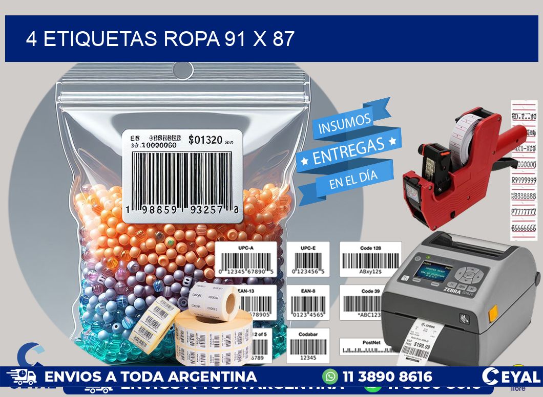 4 ETIQUETAS ROPA 91 x 87