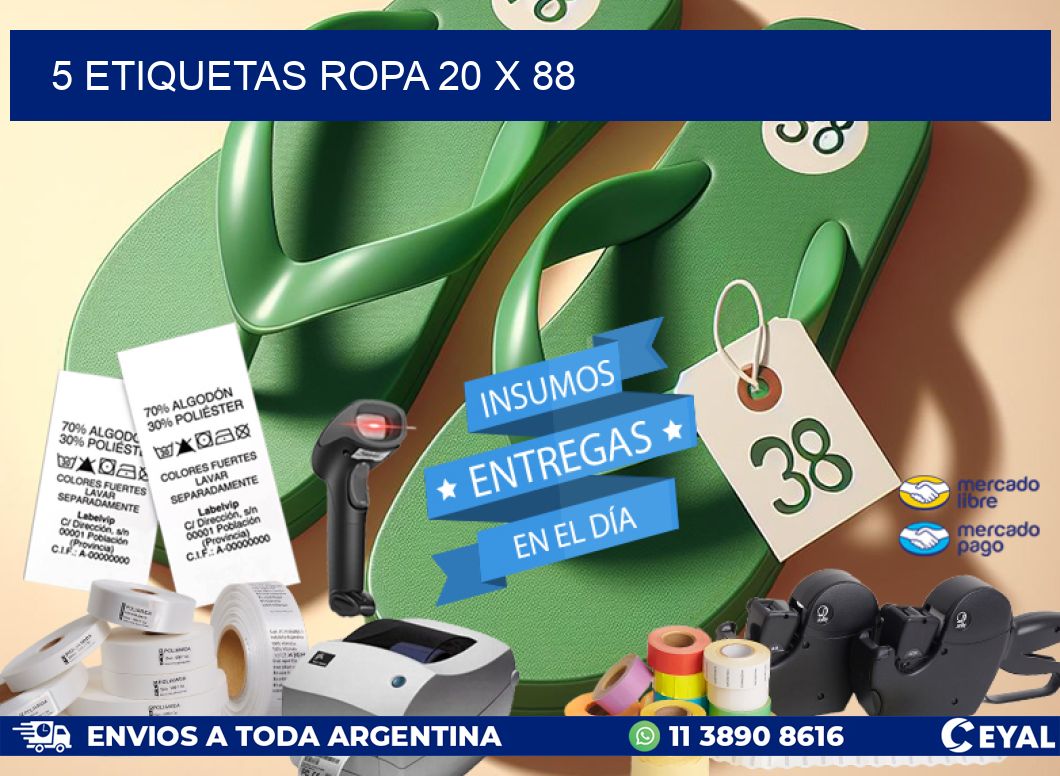 5 ETIQUETAS ROPA 20 x 88