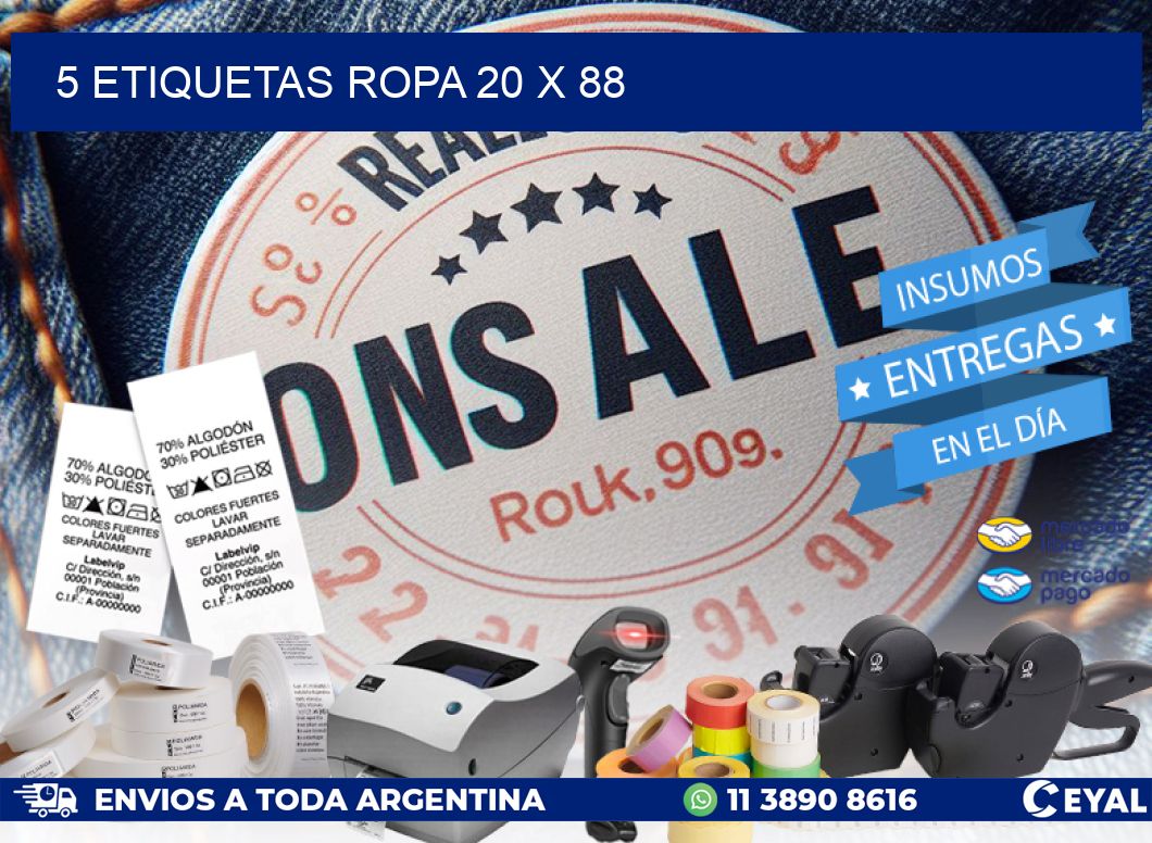 5 ETIQUETAS ROPA 20 x 88