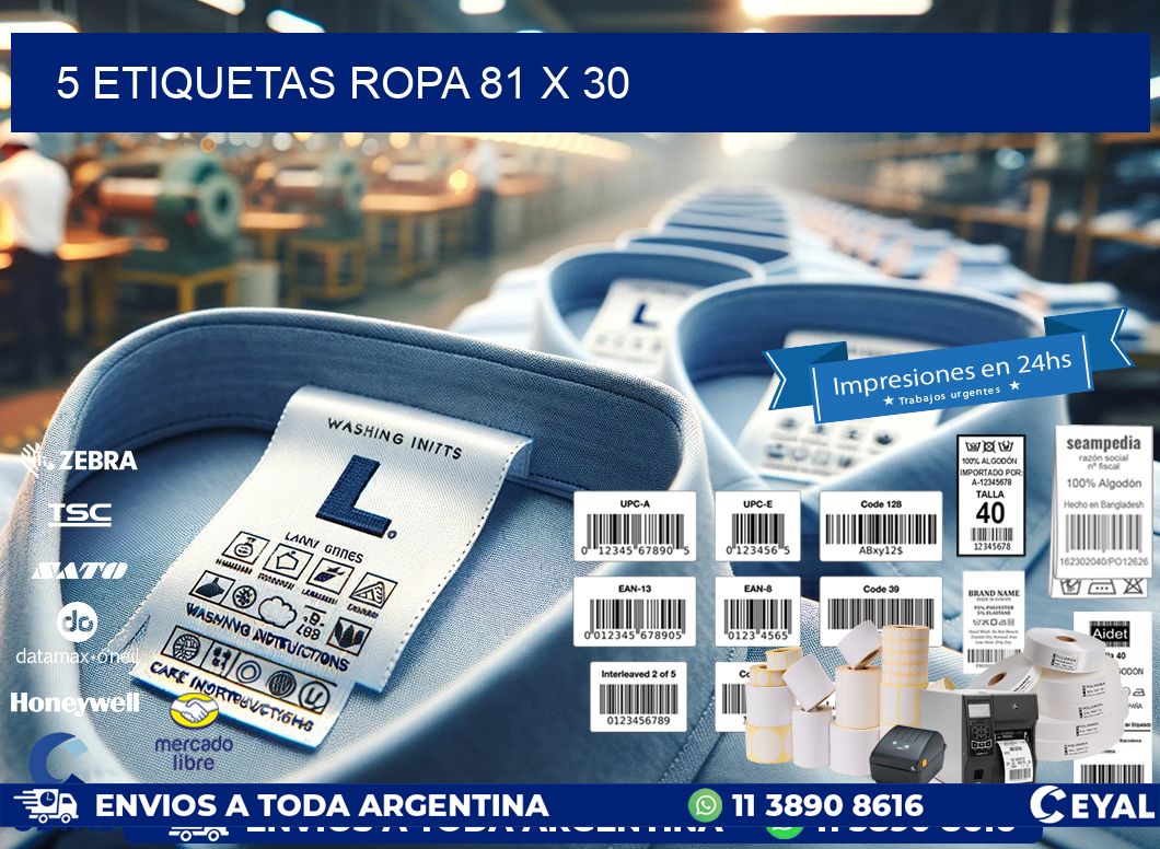 5 ETIQUETAS ROPA 81 x 30