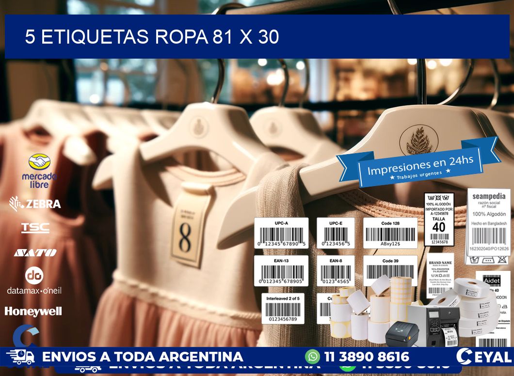 5 ETIQUETAS ROPA 81 x 30