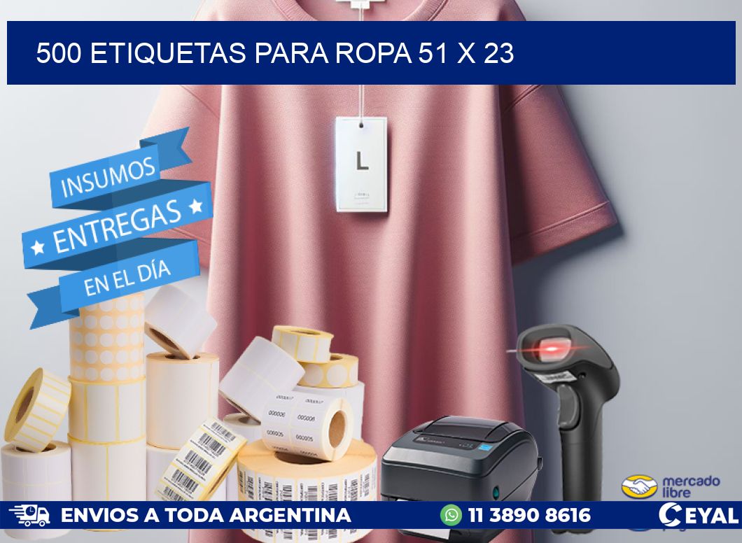 500 ETIQUETAS PARA ROPA 51 x 23